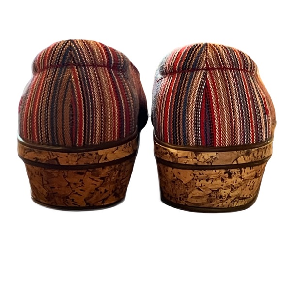 Grasshoppers Ortholite Slip-On Shoes, Sz. 9W, Multi-Color Striped, Cork Wedge - Picture 4 of 10